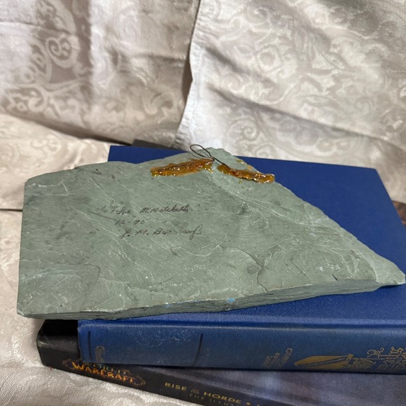 Vintage 75' Hand Painted Canvasback Duck Slate Stone Signed Folk wall Art Decor - Picture 2 of 8